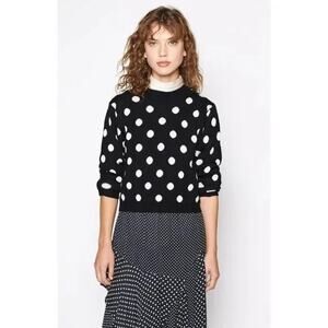 Joie Brettina B Polka Dot Black and White Sweater S